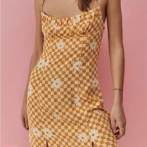 Urban Outfitters Orange Checkered Mini Dress